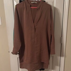 Zara Chocolate Brown Blouse SZ L